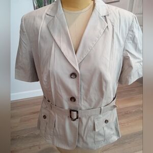 Emily Plus Sz 20W "Safari" Short Sleeve Khaki Belted Waistline Jacket w/Pockets